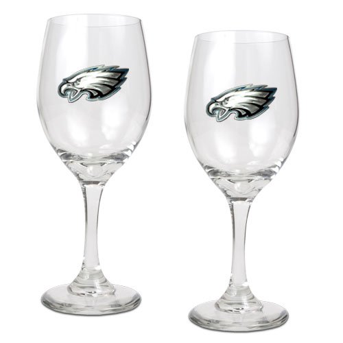 Philadelphia Eagles NFL 2pc Wine Glass Set - Primary Logo