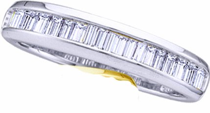 Ladies 10k White Gold .15 Ct Baguette Cut Diamond Wedding Engagement Band Ring