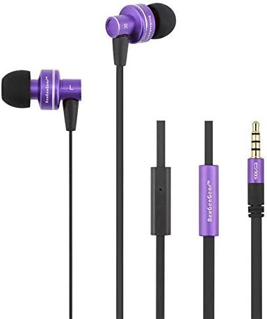 NexGenGear ES900i Earphone 3.5mm Plug High Definition Noise Canceling Stereo Super Basspro Handsfree Built-In Microphone Earbuds Headset For Many Cell Phones, Tablets, iPad, iPod Models (Purple)
