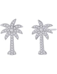 14K White Gold 1/3 ct. Diamond Palm Tree Earrings