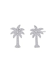Diamond Palm Tree Earrings in 10K White Gold or Yellow Gold (1/3 cttw)
