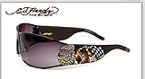 IMAGE OF ED HARDY EHS 018 LA DOG BLACK METAL SWAROSKI CRYSTAL SUNGLASSES