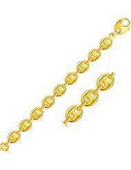 6.9mm 14K Yellow Gold Puffed Mariner Link Bracelet