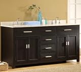 71 Ebony Colored Hutton Double Sink Vanity Cabinet with White Marble Top