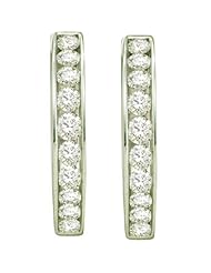 1.50 Carat (ctw) 14k White Gold Brilliant Round White Diamond Ladies Fashion Hoop Earrings
