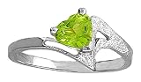 .925 Sterling Silver Promise Ring with Genuine Heart Peridot