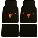 Front & Rear Car Truck SUV Carpet Floor Mats - Long Horn Bull 