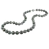 14K White Gold 8-9.5mm Black Tahitian Pearl Necklace
