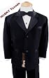 Gino Usher Wedding Husky Boy Black Tuxedo with Bow Sizes 8h to 18h
