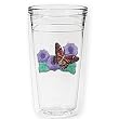 Butterfly w/Purple Flowers 12 oz Slimline Insulated Beverage Tumbler, Clear
