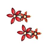 Kate Marie Red Flower Vintage Hair Clip Ornament A3-CPCORDFLR Embellished with Crystal Rhinestone and Acrylic Beads