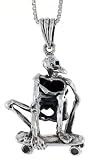 Sterling Silver Skull Pendant, 1 in. (25mm) tall