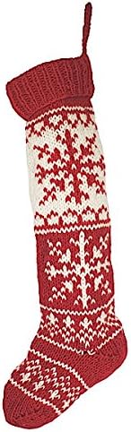Fair Trade Holiday - Homespun Wool Christmas Stocking - Double Snowflake