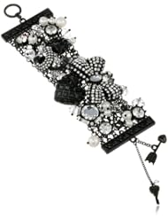 Betsey Johnson "Iconic Jet Setters" Bow and Gem Wide Toggle Bracelet, 7.5"