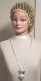 Hand Crocheted Bronze Color Metallic Gimp Large Snood for Women Trimmed with Gold Pearls Offered in...