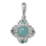 Sterling Silver Blue Chalcedony and Apatite Pendant by Sajen