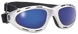 Sports Motorcycle Silver Goggles Blue Mirror Lens