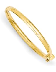 5" 14k Yellow Gold Polished 3.75mm Hinged Safety Clasp Baby Bangle