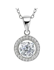 2.00 Ct Stunning Round .925 Sterling Silver CZ Pendant With 18" Chain (10mm)