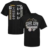 Reebok Pittsburgh Penguins 2009 NHL Stanley Cup Champions-Pittsburgh Steelers 2009 Super Bowl Champions Black City of Champs Premium T-shirt