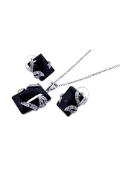 Nickel Free Sterling Silver Pendant & Earring Sets Black Sq. CZ Sets