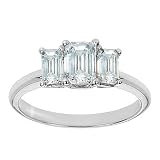 41x3Xhp9kRL. SL160  18k White Diamond Emerald Three Stone Ring (3 ct. tw.)