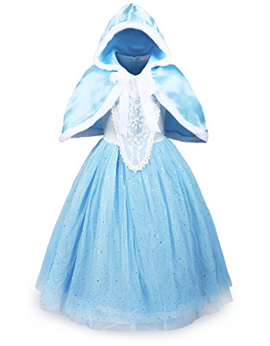 ReliBeauty Girls Sparkle Sequin Princess Dress Costume (6X-7, Light Blue)