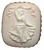 Cameo Art Deco Ballerina Master Carved Pink Conch Shell Italian Sterling Silver 18k Gold Overlay