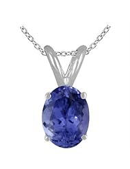 0.20Ct Oval Tanzanite Pendant in Sterling Silver Gold