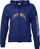 San Diego Chargers -Navy- Women's Giant Logo Stretch Zip Hooded Sweatshirt