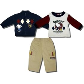 Snoopy and Woodstock - Best Friends Argyle Sweater, Pants and L/S Shirt - 3 pc set for infants
