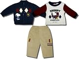 Snoopy and Woodstock - Best Friends Argyle Sweater, Pants and L/S Shirt - 3 pc set for infants