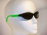 UV Protection Sunglasses - Black Rubber Frame with Green Temples