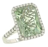 Green Amethyst(7.15ct) and Pave Diamond(.48ct) Ring