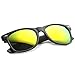 zeroUV Flat Matte Reflective Mirror Color Lens Large Horn Rimmed Style Sunglasses - UV400 (Classic | Black/Sun)