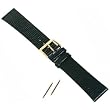 Long Watch Band Lizard Grain Black Geniune Leather 20mm