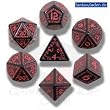 Q-Workshop Polyhedral 7-Die Set: Carved Runic Dice Set (Black and Red)