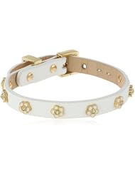 Juicy Couture White Daisy Stud Leather Bracelet, 8.47"