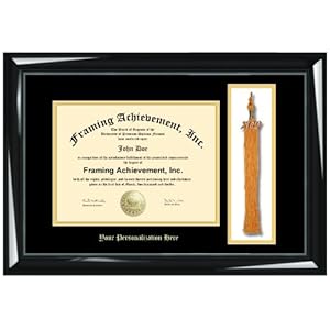 Personalized Gold Embossed Tassel Diploma Frame - Double-matted - University Diploma Frame With Graduation Tassle Box With Personalization By Gold Embossing