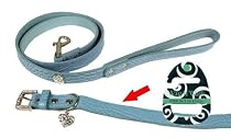 Wag 'N' Walk Designer Dog Collar Blue Mock Croc 1"