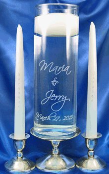 Floating Unity Candle Vase - Engraved Scriptina Unity Candle Set