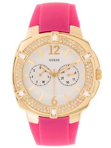 GUESS Pink Rubber Strap Watch