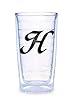 Tervis Tumbler Black Laser Twill Initial - H 16-Ounce Double Wall Insulated Tumbler Set of 4