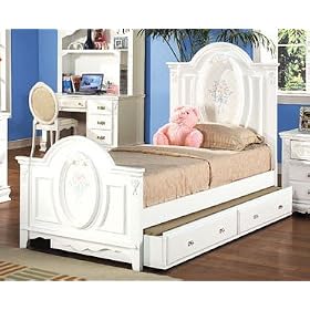 Twin Size Bed with Trundle White Finish by visiondecor Furniture