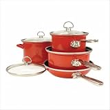 Chantal 7 Piece Enamel-on-Steel Cookware Set - Chili Red Glossy