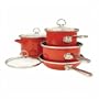 Chantal 7 Piece Enamel-on-Steel Cookware Set, Chili Red Glossy