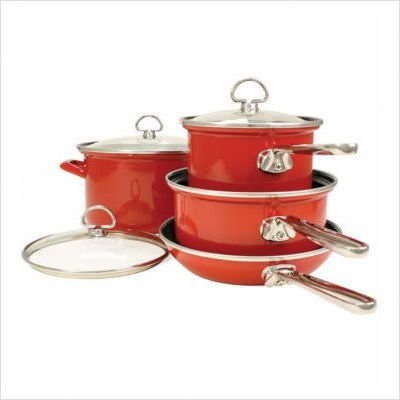 Chantal 7 Piece Enamel-on-Steel Cookware Set - Chili Red Glossy product image