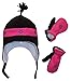 N'Ice Caps Girls Snow Embroidered Sherpa Lined Micro Fleece Hat and Mitten Set
