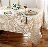 Click for more about Harmony Scroll Tablecloth Gold -60x84" - Benson.