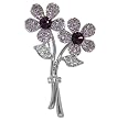 Pugster Silver Tone Purple Flowers Brooch